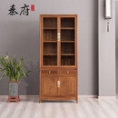 秦府 红木家具非洲鸡翅木（学名：非洲崖豆木）实木书柜书架中式带玻璃简约落地储物柜 85cm素面书柜（单个）