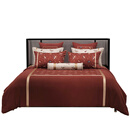 爱慕 皇锦暖真丝印花被套四件套-飞鸟衔花HJ11804 红色 被套四件套