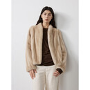 付智恩 暖咖貂 复古经典奢感进口水貂全抽立领短款皮草貂皮大衣冬 米黄本色|哥本哈根紫标级本色水貂 S