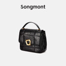 Songmont山下有松中号巧克力包新款头层牛皮单肩链条小方包女包送女友老婆 黑色