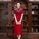 WONST十一国庆儿子结婚喜婆婆穿的衣服旗袍婚宴装秋装旗袍女秋装新式红 红色 2XL 125至135斤