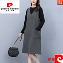 皮尔卡丹（pierre cardin）大码连衣裙套装女2025春秋季新款胖mm休闲宽松遮肚子背心裙两件套 灰色 4XL