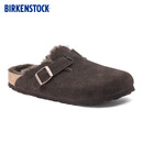 BIRKENSTOCK勃肯德国进口男女款绒面革Boston shearling毛毛拖鞋 棕色窄版1020529 38