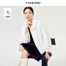 娜尔思（NAERSI）【水貂毛】思短款白色皮草女冬装新款半开领外套 本白色 L