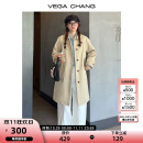 VEGA CHANG风衣女款2024新款春秋英伦风中长款宽松外套 卡其色-现货48小时发 S