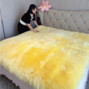 加大羊皮褥子皮毛一体双人褥子防潮保暖床毯长毛床毯 米黄色 1.8x2米