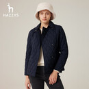 哈吉斯（HAZZYS）女装 春秋款女士翻领双排绗棉棉服ASSSU0BCF04 藏青色NV 2XL (170/96A 44)