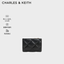 CHARLES&KEITH柔软菱格多卡位短款钱包女CK6-50770524-2 Black黑色 XXS