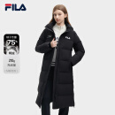 FILA 斐乐官方女士长款羽绒服2025春休闲基础简约连帽上衣