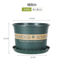 测试品牌09061塑料花盆三代加仑盆家用阳台大口径多肉绿萝天堂鸟专用带托盘耐用 控根矮胖6号5个 军绿配套托盘