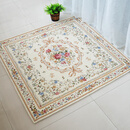 众弘 正方形地毯卧室书房衣帽间地毯 美式吊椅电脑椅垫进门入户玄关雪尼尔提花混纺编织耐磨耐用 可机洗 2601 米色 100*100CM方形