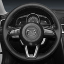 奥迈尔马自达真皮手缝方向盘套昂克赛拉阿特兹CX-5/CX-4马3马6汽车把套 黑皮黑线两侧打孔