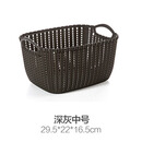 仿藤编桌面收纳篮塑料编织收纳筐厨房零食收纳盒浴室洗澡篮置物篮 深灰中号28.8*22.3*16.7cm