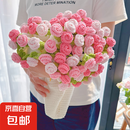 丝绒玫瑰花束毯子手工编织diy材料包毛线钩织花朵毛毯钩针礼物 【100cm】京选丝绒材料包2