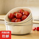 双层洗菜盆沥水篮家用客厅塑料水果盘加厚厨房滤水菜篓淘米洗菜篮 混色中号1套【口径20cm+食品级】