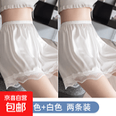 【冰丝透气】防走光女夏新款超薄无痕蕾丝花边安全裤短裤打底裤 白色+白色 薄款 L 100-130斤
