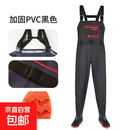 水裤半身衣服雨裤带雨鞋皮叉裤抓鱼全身男连体水库水鞋加厚下水裤 前后加高字母黑双护膝-轻便 43