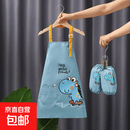 儿童罩衣画画衣袖套装宝宝围裙吃饭围兜防溅衣防水美术绘画罩衣 滑板恐龙蓝色 中码【4-8岁】