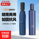 爆款雨伞加大雨伞男女商务伞大号格子折叠雨伞双人三人晴雨伞 藏青UV【手动款】