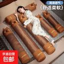 夏季清凉藤席水豚抱枕圆柱枕头床头靠垫凉席卡皮巴拉睡觉抱夹腿女 【水豚棉麻款圆柱长枕】卡皮巴拉款 【大号】145cm
