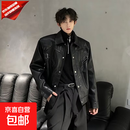 皮夹克男2026秋季新款复古百搭港风休闲皮衣外套帅气时尚显瘦上衣 黑色【高端品质】 L
