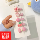 婴儿发夹女宝宝不伤发夹子儿童发卡婴幼儿小发夹头饰小女孩汗毛夹 TS192-01粉色兔子5件套