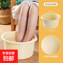 泡脚桶塑料足疗足浴盆沐足桶按摩加厚洗脚盆家用泡脚盆过小腿 【按摩足浴盆】奶油白