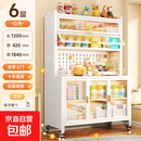 婴儿喂养台收纳柜一体靠墙大容量宝宝用品储物柜可移动多层落地柜 六层白【长120cm+全配件】特厚操作台