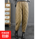 轻羽绒棉裤女士新款加厚高档保暖显瘦外穿裤冬款时尚百搭裤子女 卡其色 4XL ((建议10-150斤)