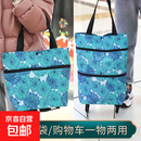 折叠购物车超市买菜拉杆拖轮拉车购物袋便携手拉包可折叠家用轮子 雏菊款+2个轮子+折叠收纳*1个