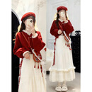 雪妃蓝琪（XUEFEILANQI）秋冬连衣裙女装2025新款新中式国风红色毛衣圣诞新年战袍一整套装 红色毛衣+打底衫+半身裙 M 【建议80-100斤】