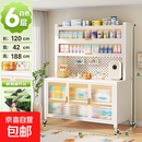 婴儿喂养台收纳柜一体靠墙大容量宝宝用品置物架可移动客厅储物柜 六层长120-孕婴级环保材质 送收纳桶-万向轮-脚垫-挂购 白色