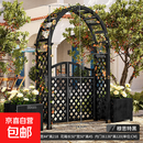 防腐木拱门爬藤花架室外葡萄架户外庭院装饰花园栅栏围栏网格木门 拱门+内门+两个花箱穆思特黑