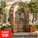 防腐木拱门爬藤花架室外葡萄架户外庭院装饰花园栅栏围栏网格木门 拱门+内门+两个花箱布伦诺棕