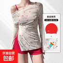 泳衣女挂脖比基尼分体绑带纯欲风气质长袖罩衫聚拢泳装可下水套装 红色【泳衣+防水袋+泳帽】 L 【建议95-105斤】