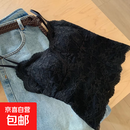 法式性感蕾丝美背吊带磨毛保暖背心带胸垫内搭打底上衣可外穿纯欲 黑色 M 90-105斤