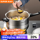 苏泊尔（SUPOR）304不锈钢4.0L压力锅20cm【1-2人适用】快煮防爆高压锅电磁炉通用
