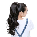 娇滴（Cutie）抓夹式假发马尾 时尚中长卷发马尾辫子 波浪梨花卷马尾接发片逼真 #1B纯黑色 长发 50cm