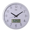 康巴丝（Compas） 智能电波钟创意夜光液晶日历挂钟钟表客厅多款钟面金属电波钟表 液晶407款白色 35cm 14英寸