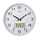 康巴丝（Compas） 智能电波钟创意夜光液晶日历挂钟钟表客厅多款钟面金属电波钟表 液晶401款白色 40cm 16英寸