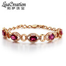 Lescreation3.85克拉天然红鸽血红碧玺钻石手链18K金镶嵌红色宝石配天然小钻 约3.85克拉鸽血红碧玺钻石手链