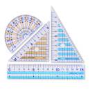 国誉(KOKUYO)学生考试绘图测量套尺(15cm直尺+三角尺*2+量角器)尺子套装 GY-GBA501