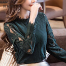 【女神的新衣】【舒适】【品质好货】时尚大码蕾丝上衣 墨绿色 L【建议105-115斤】