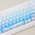 爱外设PBT透光OEM高度侧刻透光键帽134键大全套渐变色下灯位侧刻小全套增补键848298适配键盘 冰川蓝侧刻PBT键帽[原厂高度]
