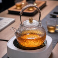 津盼玻璃茶壶泡茶家用耐高温电陶炉围炉煮茶器烧水壶提梁壶养生茶具 提梁壶【玻璃内胆】 900ml 不含炉