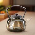 全度耐热玻璃煮茶提梁茶壶2025新款电陶炉煮茶壶围炉煮茶器功夫茶具 木色喜鸟煮茶壶+木纹陶炉