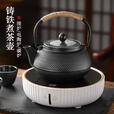 贞喜气铸铁壶过滤茶壶围炉煮茶壶大容量家用泡茶器烧水壶户外明火适用 手提铁壶+不锈钢滤网 1200ml
