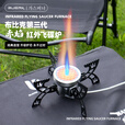 布比克单人轻厨露营炊具套装【爆款飞碟炉+煎盘煮锅套锅+绿色防风板】