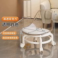 王星和月亚克力万向轮凳子静音儿童滑轮小椅子家用可移动沙发带轮凳矮凳 透明白色【加厚亚克力靠背护腰】