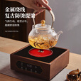 雅集耐热加厚玻璃壶锤纹铜把提梁壶700ml祥云壶煮茶壶烧水壶家用